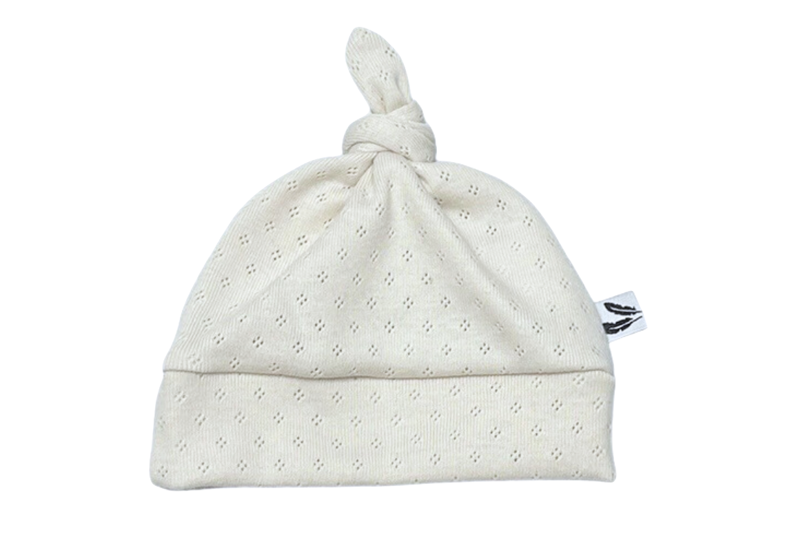 Pyjama + bonnet coton pointelle beige naturel