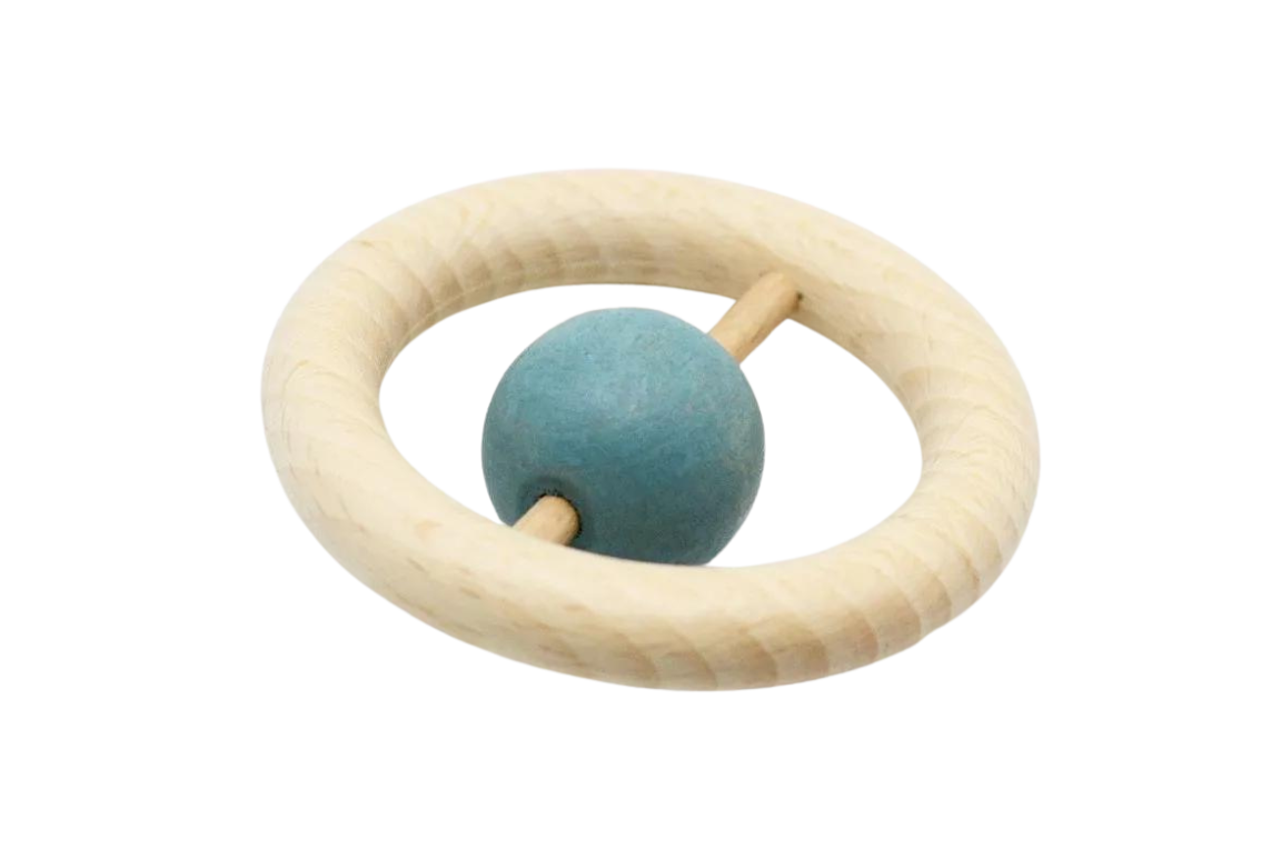 Hochet en bois Clac-Clac bleu 2