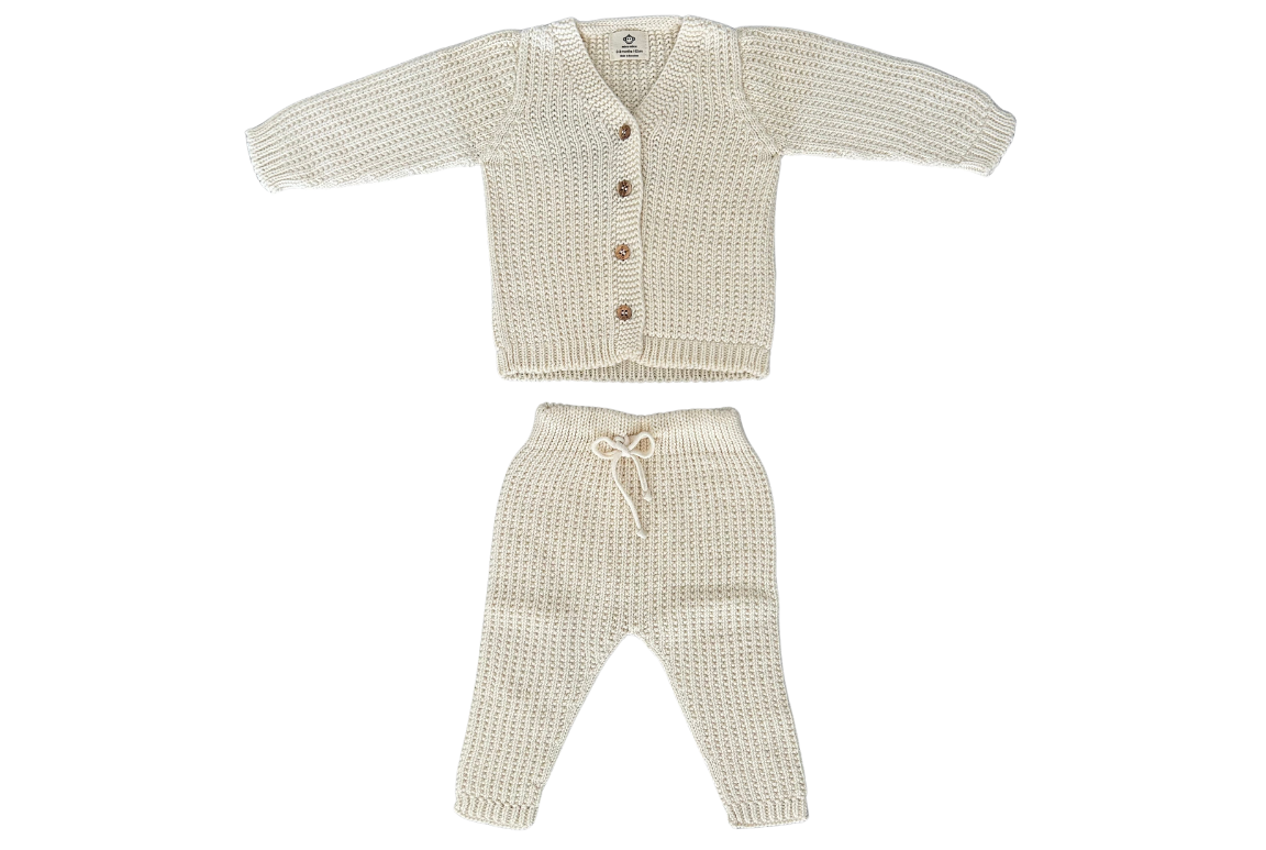 Pantalon + veste perlé écru