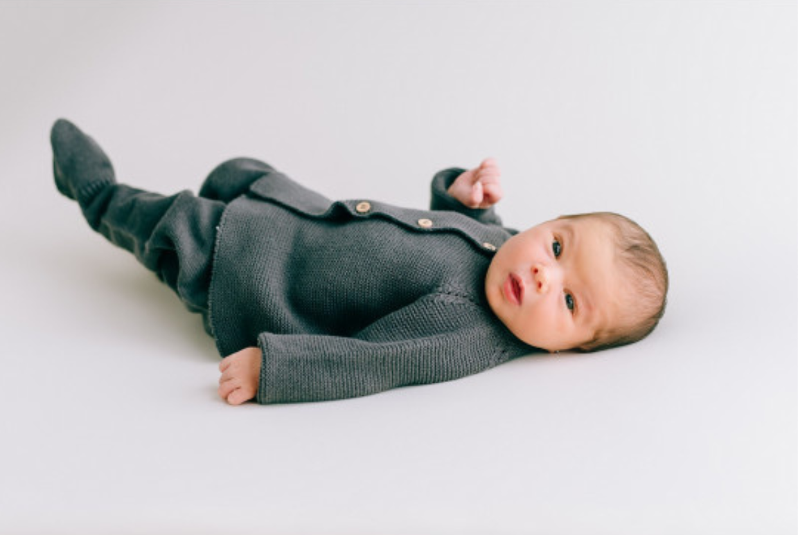 Ensemble de naissance coton gris foncé 3