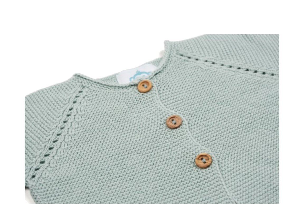 Ensemble de naissance coton vert d'eau 3