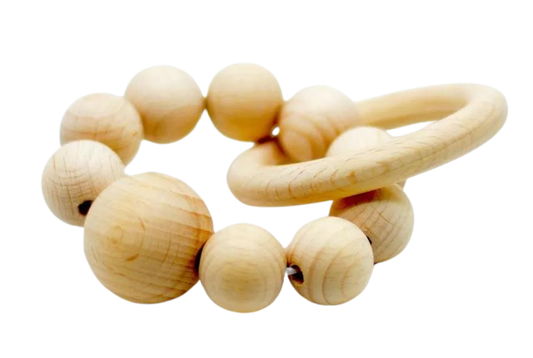 Hochet en bois bracelet beige 1
