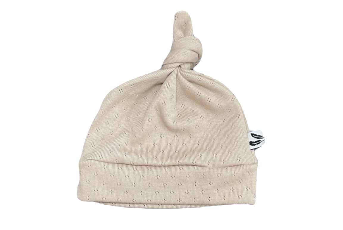 Pyjama + bonnet coton pointelle beige foncé