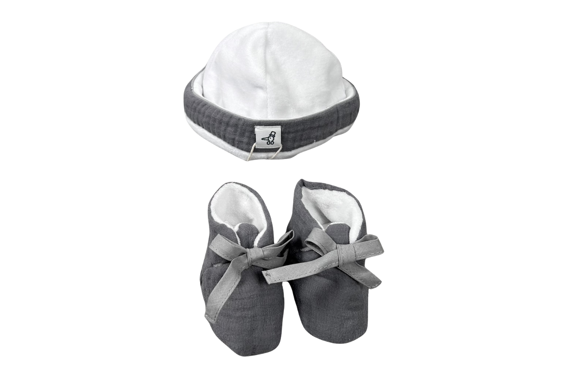 Coffret bonnet + chausson gris