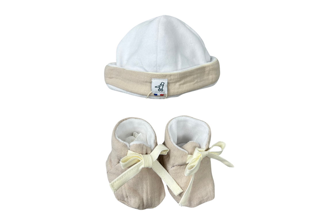 Coffret bonnet + chausson sable