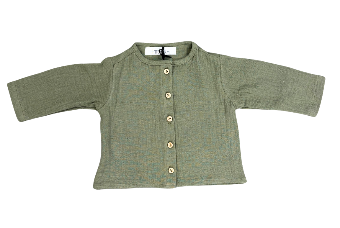 Blouse gaze de coton vert olive 1