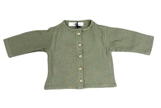 Blouse gaze de coton vert olive 1