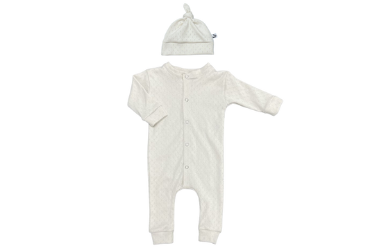 Pyjama + bonnet coton pointelle beige naturel