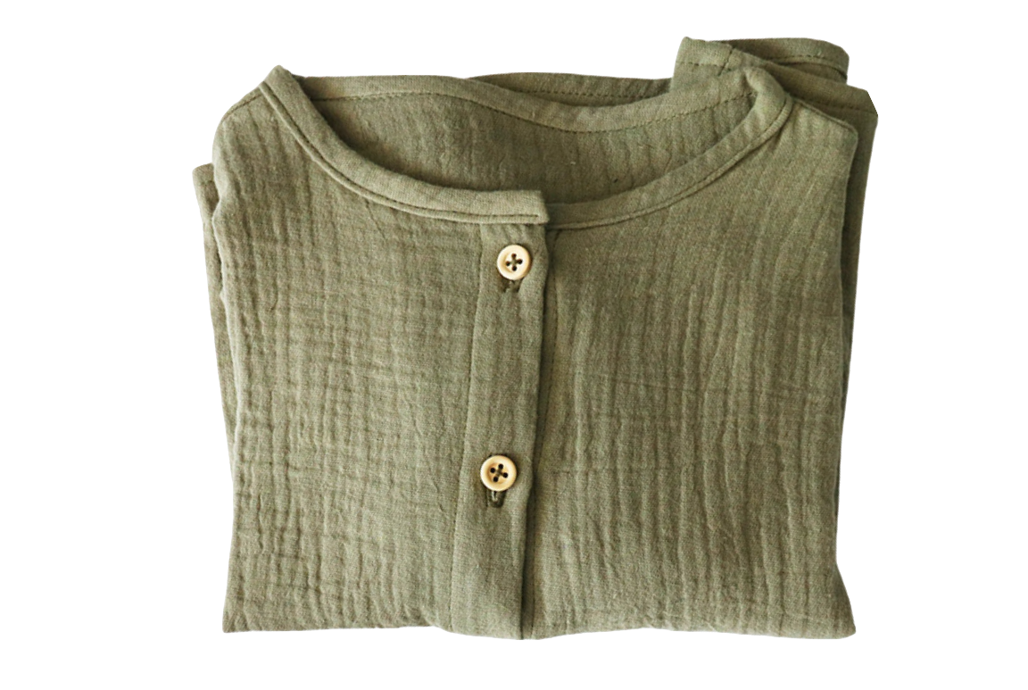 Blouse gaze de coton vert olive 3