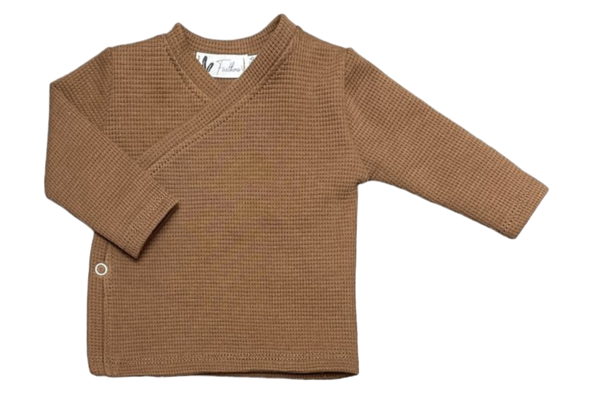 Chemise portefeuille + pantalon coton gaufré marron 2