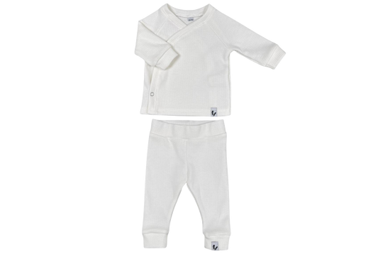 Chemise portefeuille + pantalon coton gaufré blanc 1