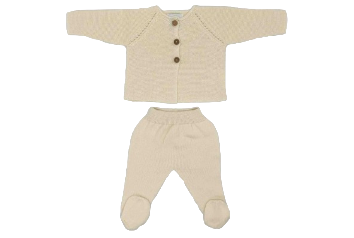 Ensemble de naissance coton écru 1
