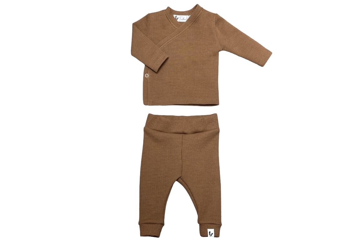 Chemise portefeuille + pantalon coton gaufré marron 1