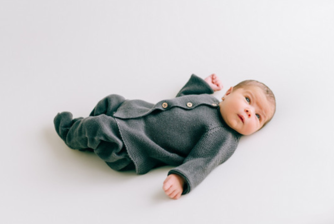 Ensemble de naissance coton gris foncé 2