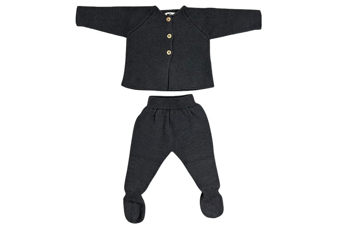 Ensemble de naissance coton gris foncé 1