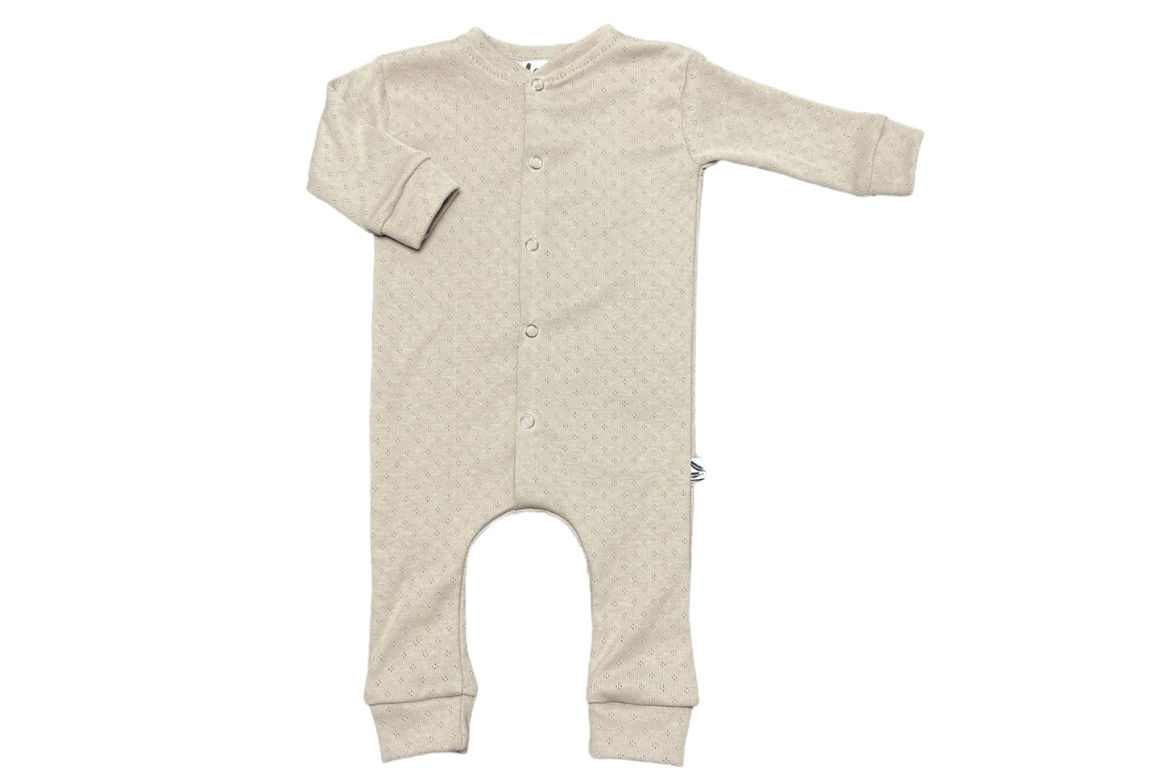 Pyjama coton pointelle beige foncé